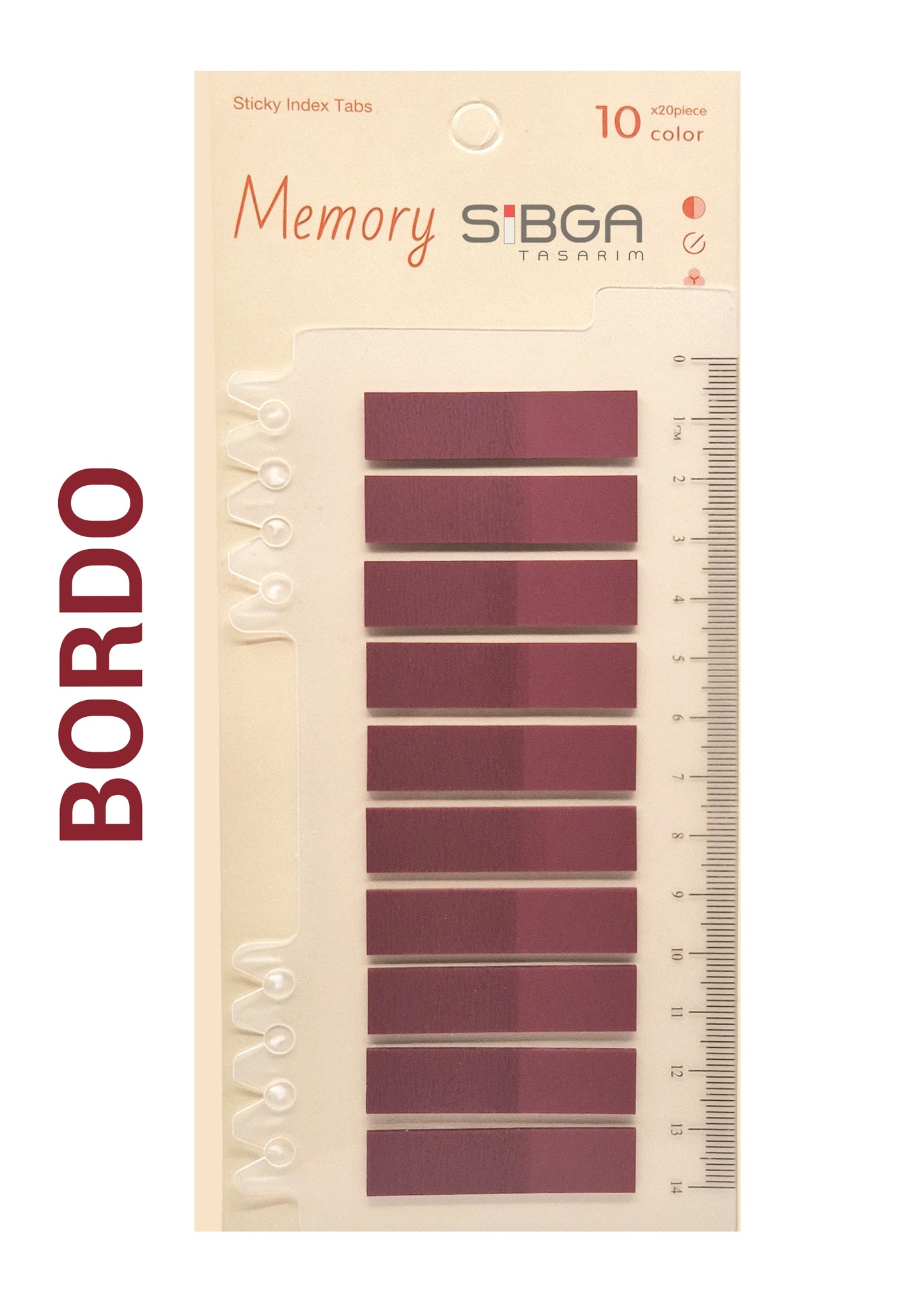 Bordo Şeffaf Plastik Postit Kitap Ayracı Ayraç Sticker 200 Yaprak